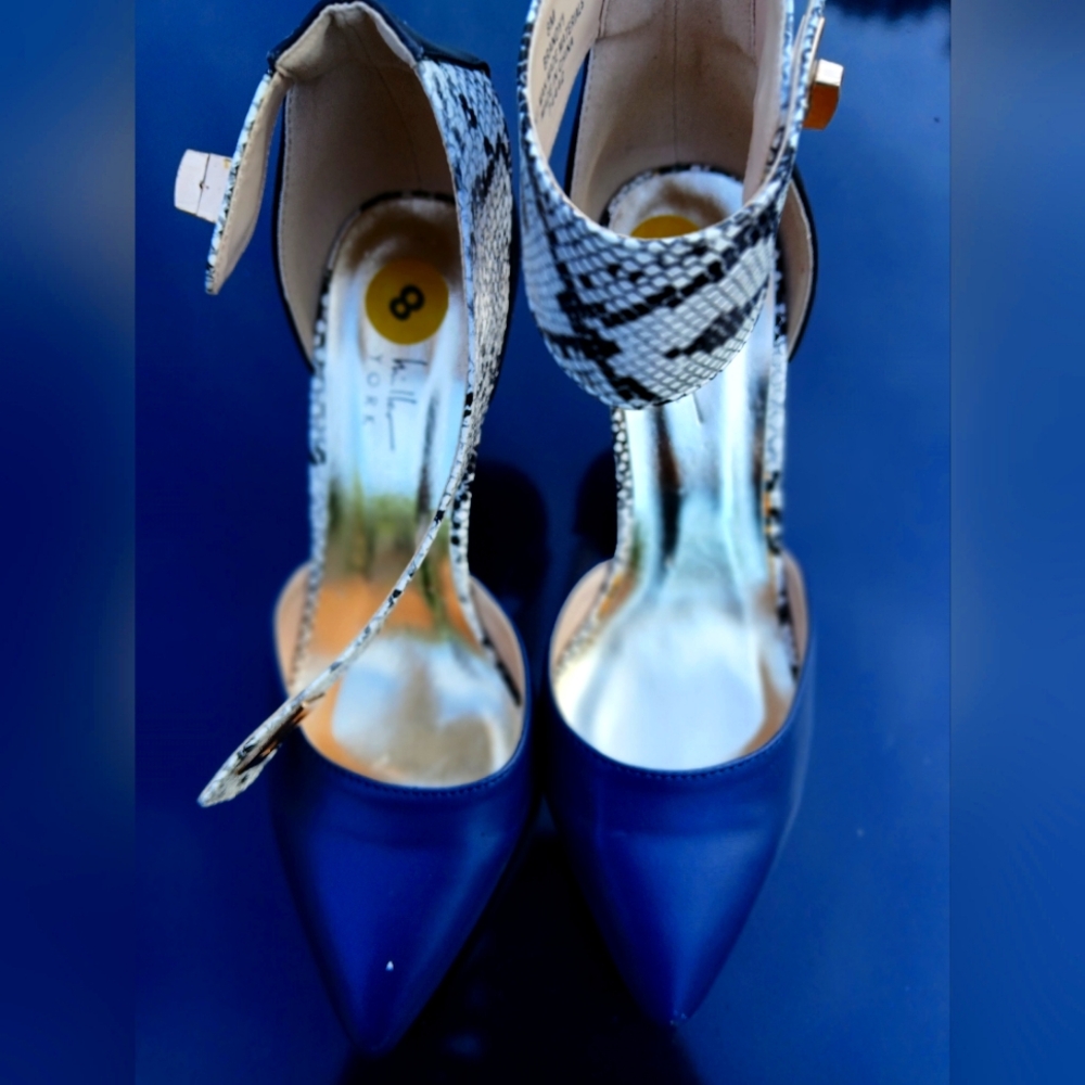 Blue and Snake Print Women's Heels